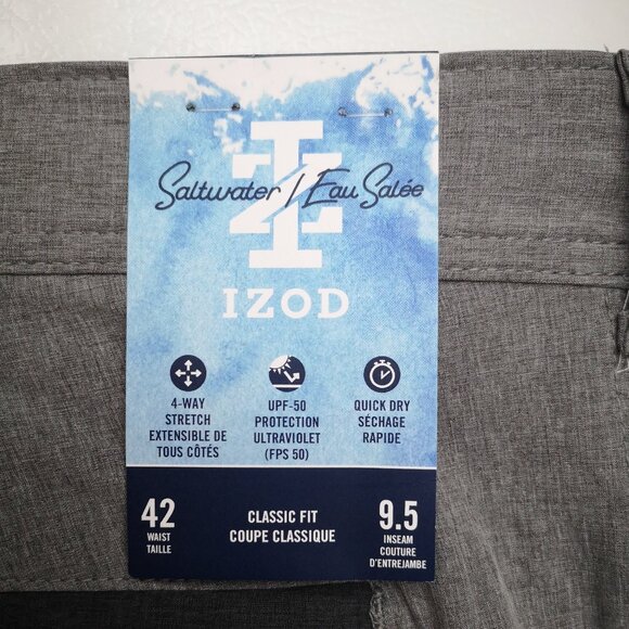 NWT Izod Men's Size 42 Grey 4 Way Stretch UPF50 Quick Dry Classic Fit Shorts - Picture 4 of 15